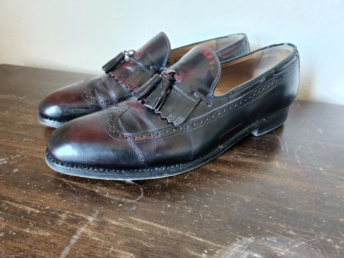 Johnston Murphy 24 8609 Black Cherry Kiltie Tassel Loafers Shoes