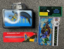 Vintage Batman Pencil Box Supplies Lot NOS 1990s