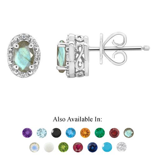 Boucles D'oreilles Dormeuses Zircon Halo Ovale 6x4mm Argent Sterling - Neuf Sans Emballage