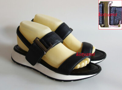 Loriblu Italy Sandaletten Wedges Plateau 39 echt Leder Schwarz Weiß