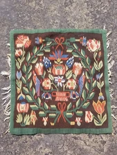 Vintage Traditional Handmade Scandinavian Wool Multicolor Kilim 21x20 inches 