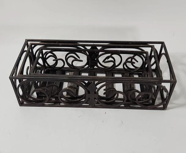 Metal Open Boxes Decorative Swirl Bronze Nesting Rectangular Crates Set of 3 - Image 3 of 4