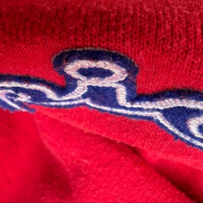 【USED】ChampionREDFISH LAKE1929スウェット VINTAGE CHAMPION red sweatshirt 80s embroidered logo chest-Retro