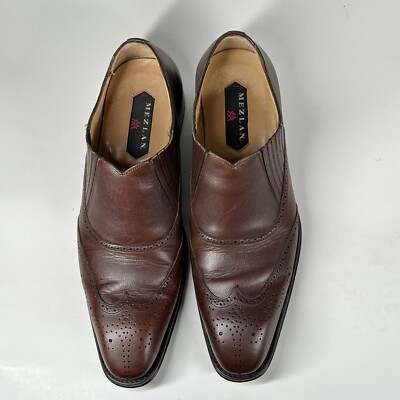 New Mezlan Men\'s Lawrence Mefium Brown Leather Slip-on Loafers 10 Mezlan Rioja Brogue Wingtip Slip On Loafer - Brown Leather  main image 4