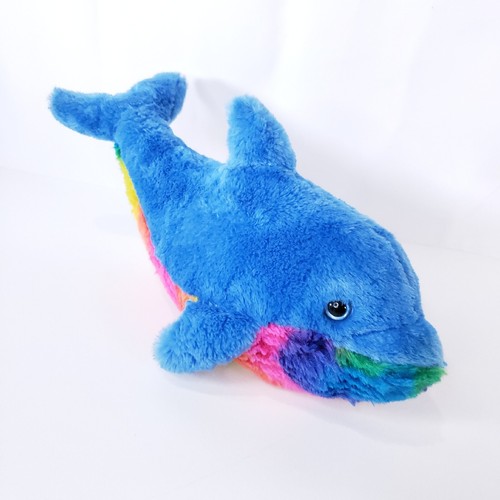 Seaworld Shamu Orca Killer Whale Stuffed Animal Plush 18" Sea World Blue Rainbow