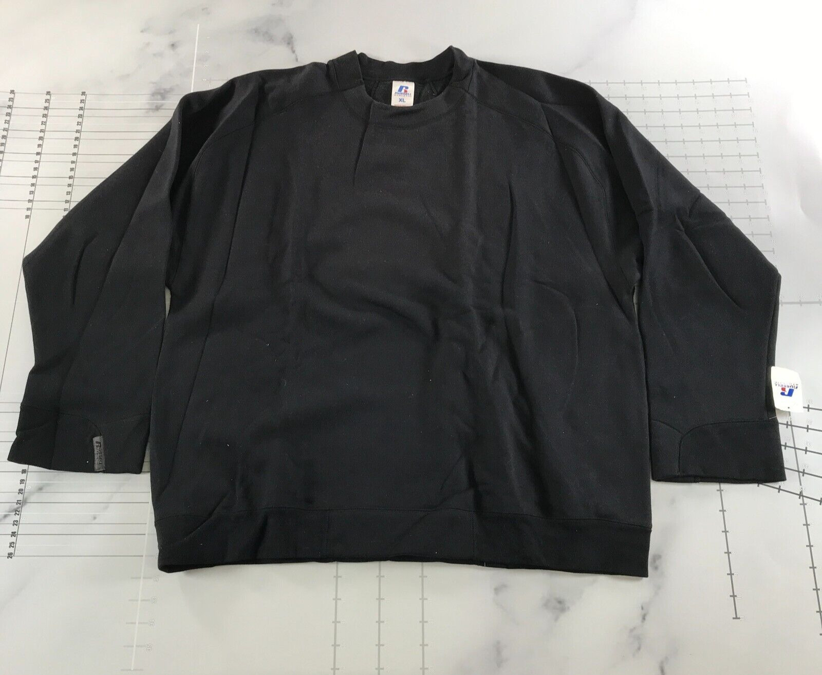 Винтажная спортивная толстовка Russell с круглым вырезом, мужская очень большая черная хлопчатобумажная смесь