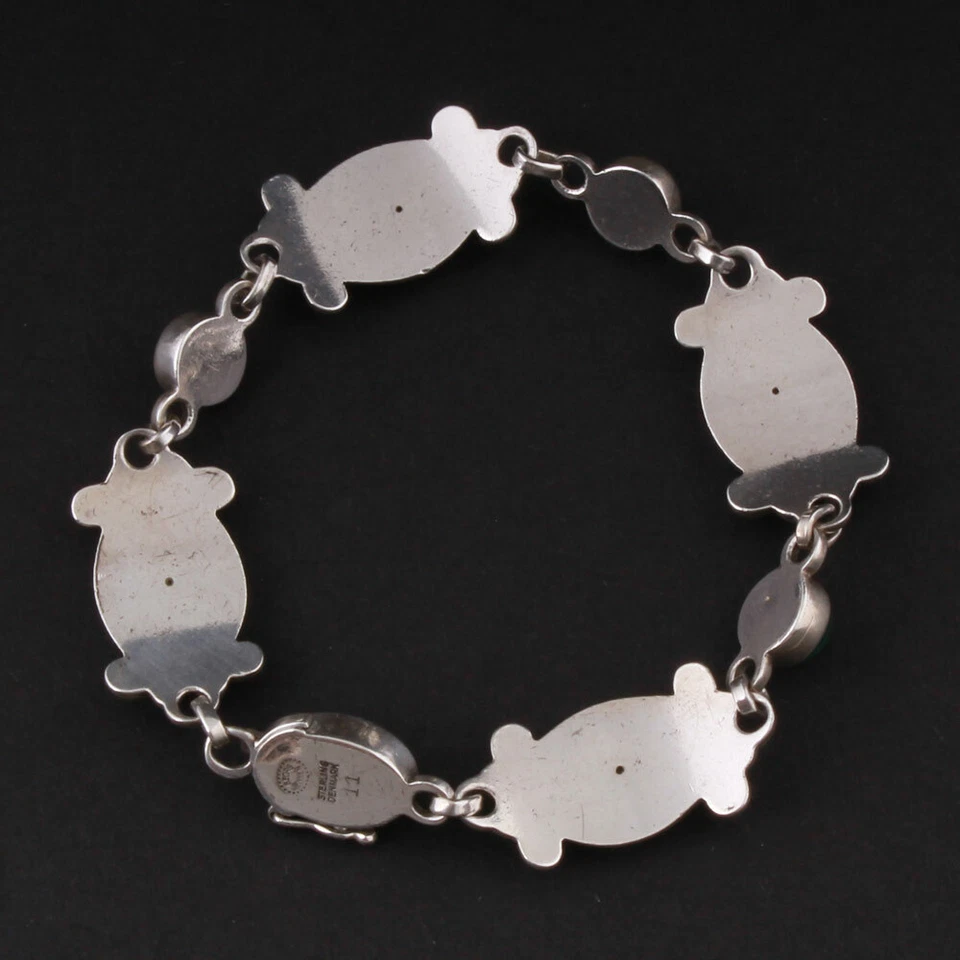 Pulsera de ley GEORG JENSEN con ágata verde # 11, plata, GJ mismo. Foto 4 de 4