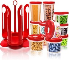 Food Jars Set with Rotating Rack for Flour, Sugar, Cereal