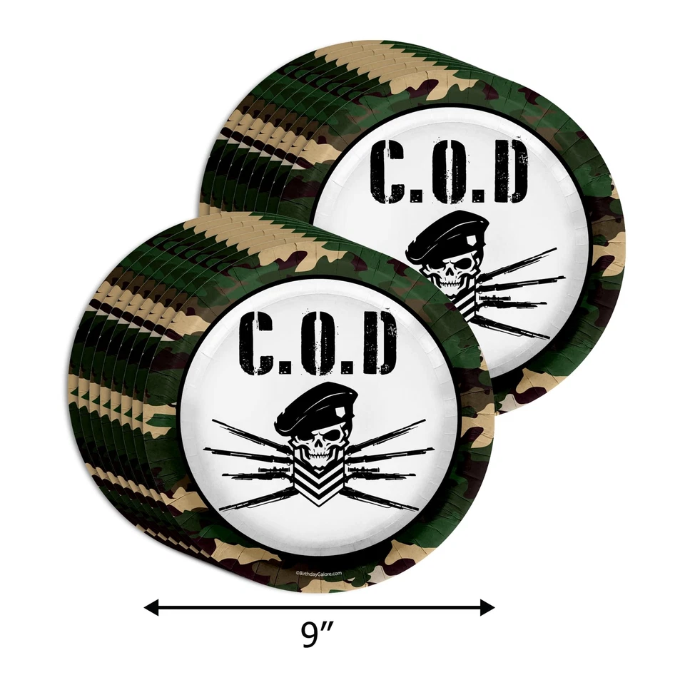 Suministros de fiesta de cumpleaños contra reembolso - 64 piezas niños militar cumpleaños mesa... Foto 2 de 4