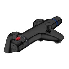 Matte Black Thermostatic Bathroom Bath Shower Mixer Tap Kits Deck + Wall Mounted