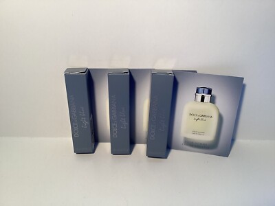 3x Dolce & Gabbana Light Blue Pour Homme Spr EDT 100% AUTHENTIC! 0.8ml Ea