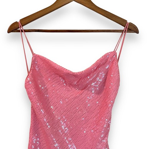 Alice + Olivia Harmony Midi Womens Size 2 Dress Pink Sequin Asymmetric Strappy - Picture 7 of 17