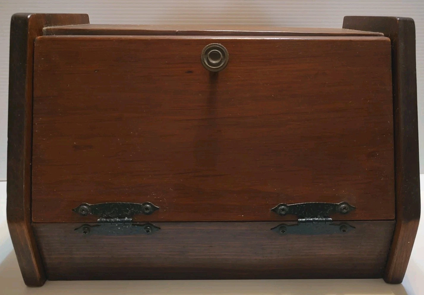 Large Bread Box Drop Front Door Antique Hinges Vintage/Antique Solid Wood