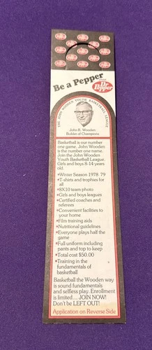 Vintage Dr Pepper Bottle Hang Tag JOHN R WOODEN YOUTH BASKETBALL