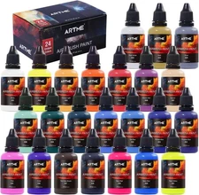 Airbrush Paint, 24 Colors Airbrush Paint Set Include Metallic and Neon Colors, O