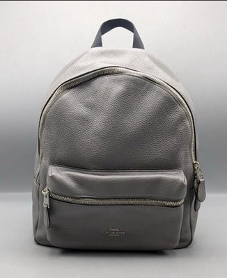Coach Pebbled Leather Backpack in Light Gray with Silver Hardware NWT Coach MEN main image 2