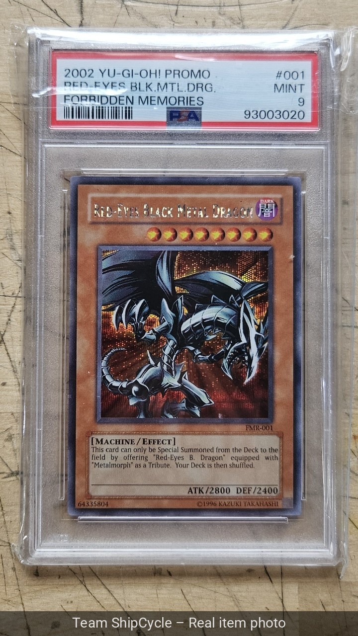 PSA 9  YuGiOh Card  FMR001  REDEYES BLACK METAL DRAGON secret rare MINT G2U view 3
