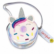 Cat Jack Unicorn Donut Girls Crossbody Purse Bag Silver Iridescent Glitter NWT