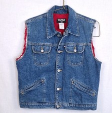 VTG Polo Jean Co Ralph Lauren Denim Vest 90s Y2K Flag Logo Quilt Lined