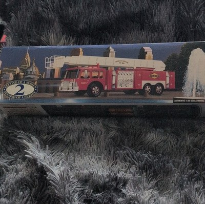 Sunoco 1995 Collector's Edition Aerial Tower Fire Truck Red White Gas & Oil Sign