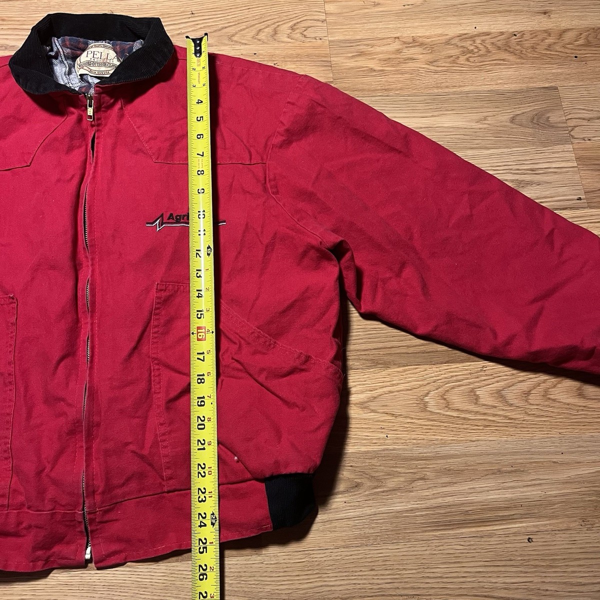 USA Vintage 90s Pella Flannel Lined Canvas Work Jacket Red 
