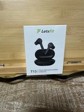NEW Letsfit Unisex Black T13 True Wireless Stereo Earbuds