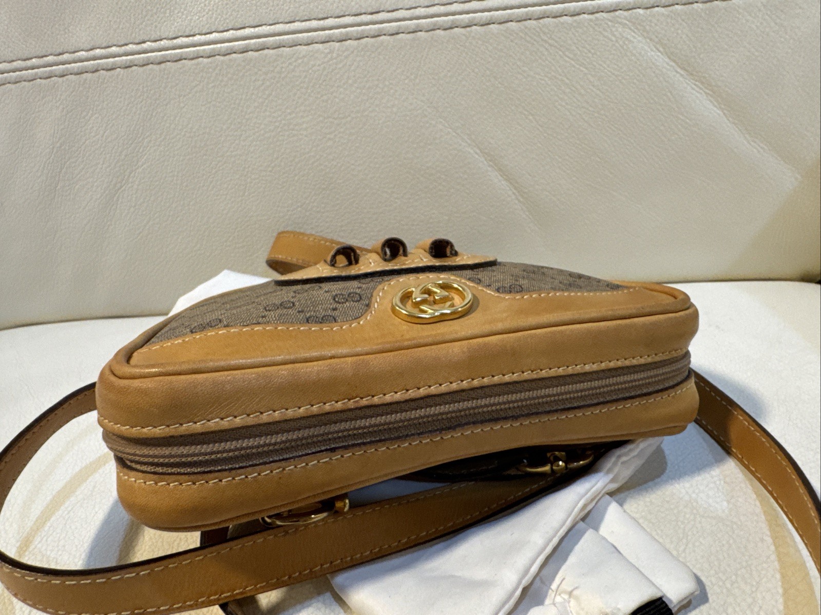 Gucci Micro Holster GG Supreme Shoulder Bag PVC Beige Gold  007 067 0523 RARE! thumbnail 12