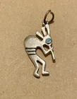 Vintage Native American Kokopelli Silver Tone Enamel Charm Pendant Jewelry