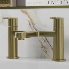 Bathroom Bath Filler Mixer Tap Twin Lever Bathroom Modern Chrome Black Brass