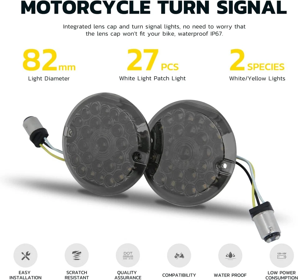 Luzes de seta dianteiras LED 1157 3-1/4" para Harley Heritage Softail Classic - Imagem 4 de 4