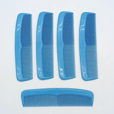 VTG Fuller Brush Company Plastic Blue 4" Pocket Hair Comb Set of 5 USA NOS