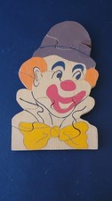 Vintage Handmade Hand Carved Hand Painted Wooden Clown Puzzle