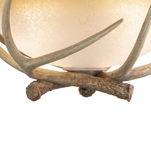 Lodge 3-Light Semi-Flush Mount in Rustic and Antler Style 12.75 Inches Tall and - Picture 3 of 4