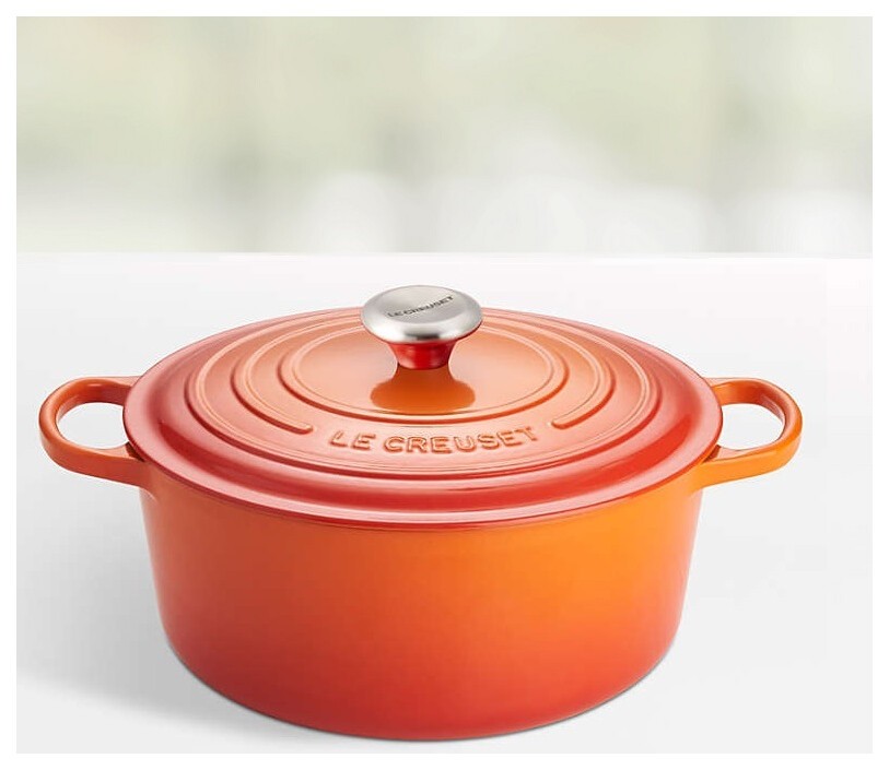 Le Creuset Signature Bräter 28 cm rund ofenrot, Innenemaillierung hell