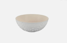 Le Creuset Olive Branch Embossed Multi Serving Fruit Bowl Stoneware Cotton White