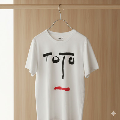 Toto Logo Face Graphic T-Shirt White Classic 80s Rock Band Tee - T476