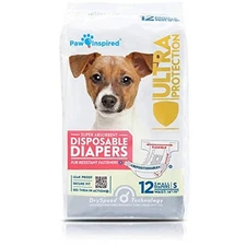 Paw Inspired Ultra Protection Disposable Dog Diapers Small 12 Count White