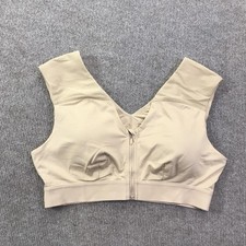 Tommie Copper Sports Bra Womens XL Beige Zip Front Compression Copper Znergy