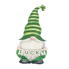 St Patrick's Day Welcome Sign Shamrock Wooden Door Sign, St. Patrick's Gnome