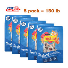 5 Pack Friskies  Seafood Sensations Adult Cat Dry Food - Seafood, 30lb/bag