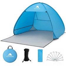 Voyager Beach Tent Premium Lightweight Portable Pop-Up Style 2 Person UPF50 BLUE