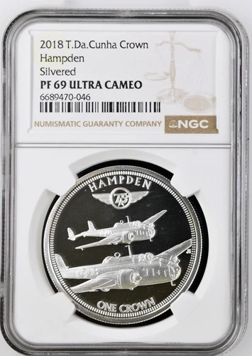 2018 Tristan Da Cunha Crown Silvered Hampden WWII Bombers NGC PF 69 UC