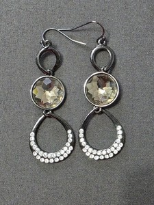 Estate  - Dark Steel Tone - Designer Signed - Fashion Dangle Earrings - Item 553