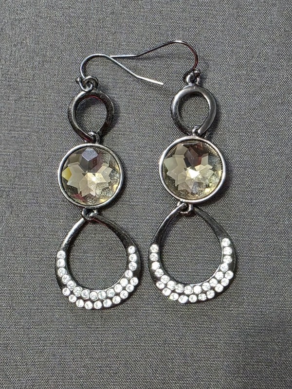 Estate  - Dark Steel Tone - Designer Signed - Fashion Dangle Earrings - Item 553