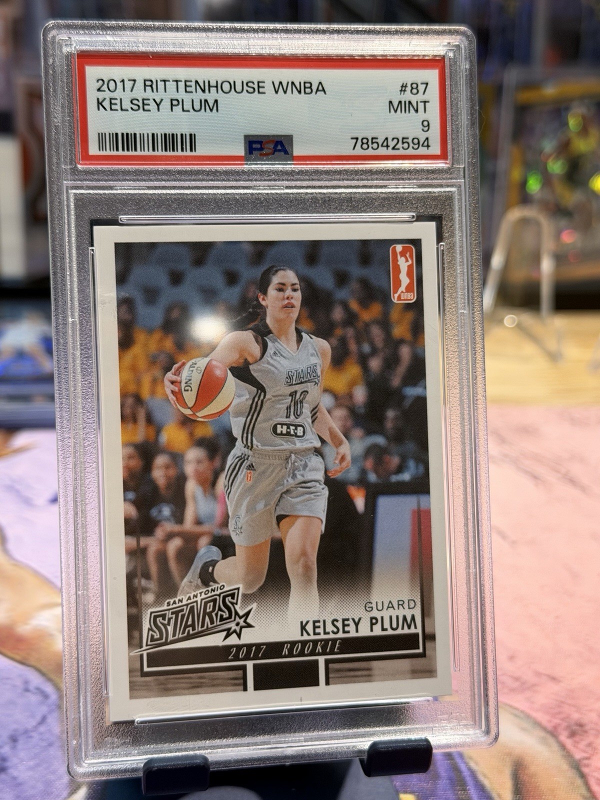 2017 RITTENHOUSE WNBA #87 KELSEY PLUM PSA 9 MINT RC Rookie LOW POP /500 Rare! view 2