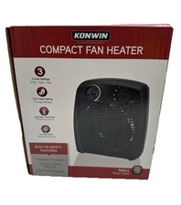 Konwin Compact Electric Heater 1500 W 120V Fan  Adjustable Thermostat