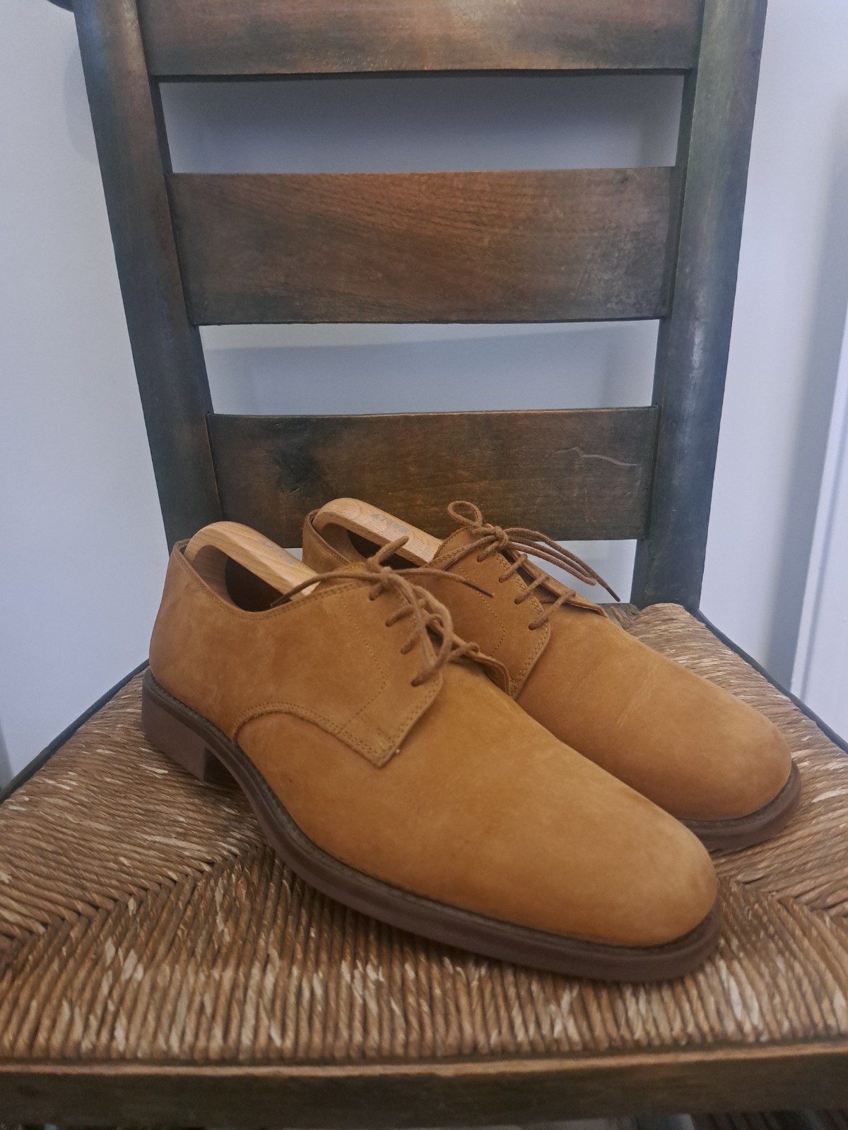 SAOLA Scarpe Trickers scamosciate UK 7 marrone chiaro marrone chiaro Derby Inghilterra Northampton suola gomma