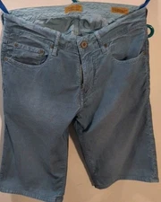 Vntg Stitch's Roll Up Shorts Mens 33 Blue Micro Cord 10.5" Inseam Corduroy 