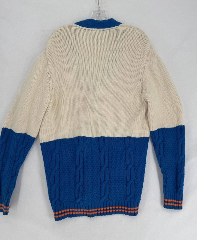 Cárdigan suéter tejido con cable azul crema Kith New York Knicks para hombre talla XL Foto 3 de 4