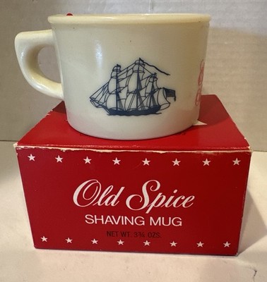 Vintage Shulton Old Spice Pottery Glass Shaving Mug with 3OZ Soap NEW OLD STOCK